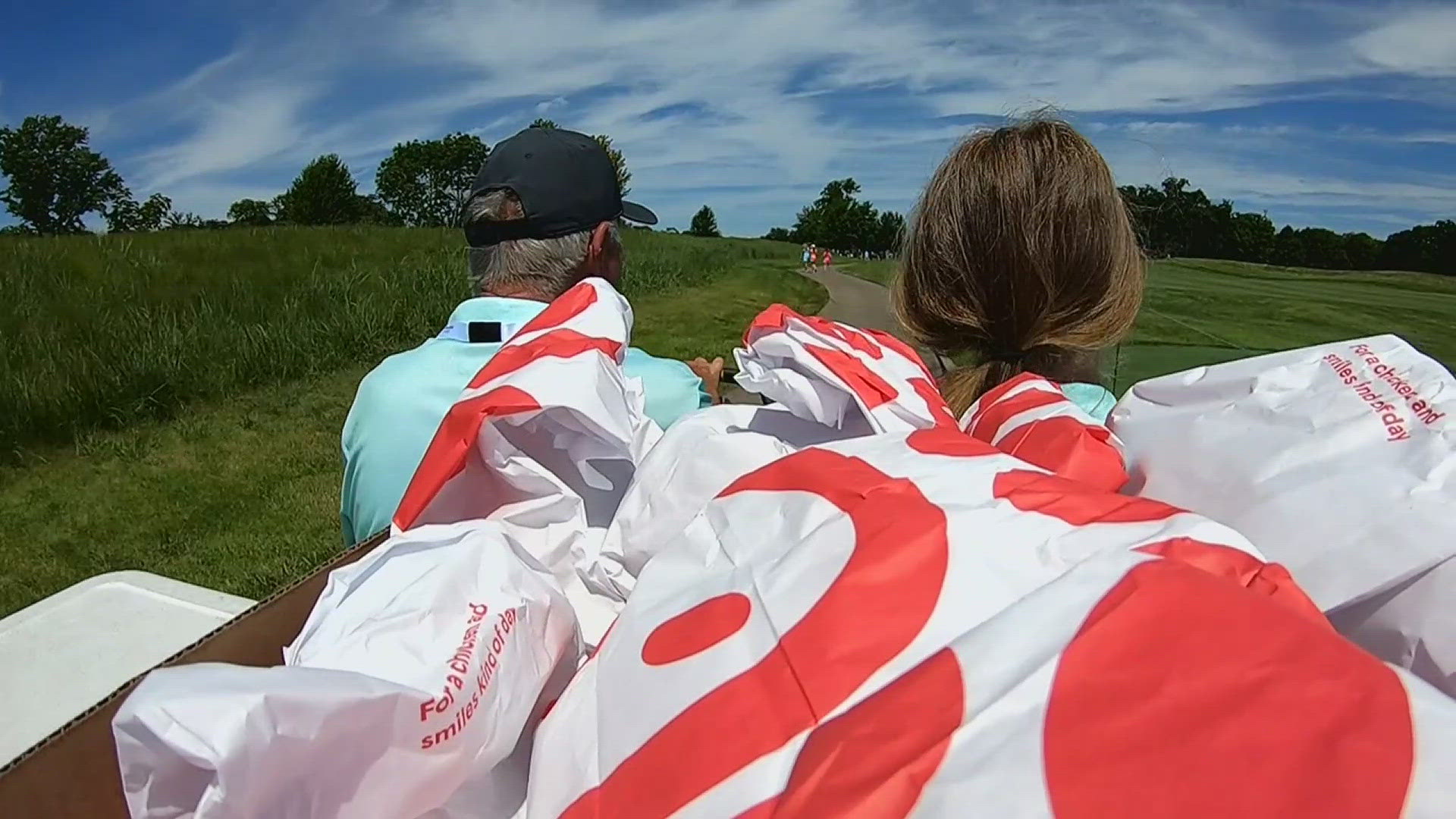 Every day, hundreds of meals are packed up and delivered to volunteers on the course who can't leave to take a lunch break.