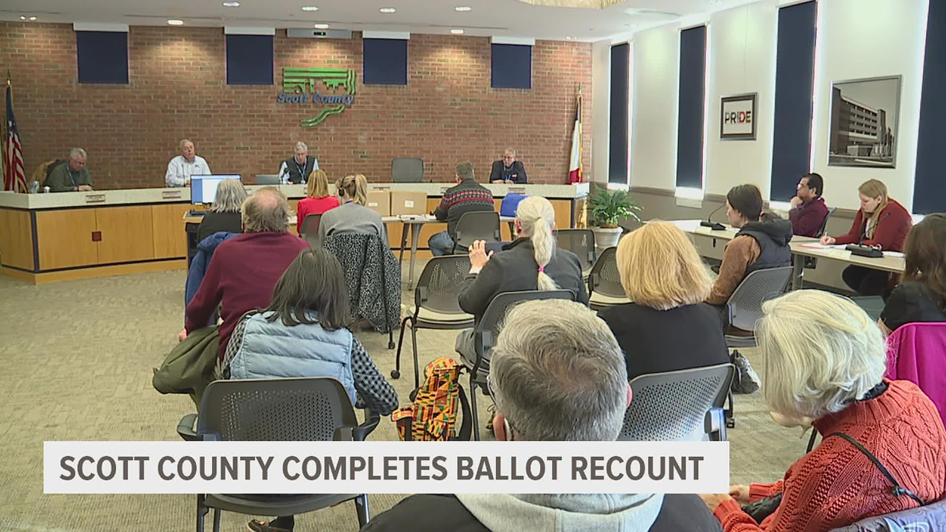 After completing a recount of over 23,000 ballots, Scott County officials released the final results, revealing that one race had flipped.