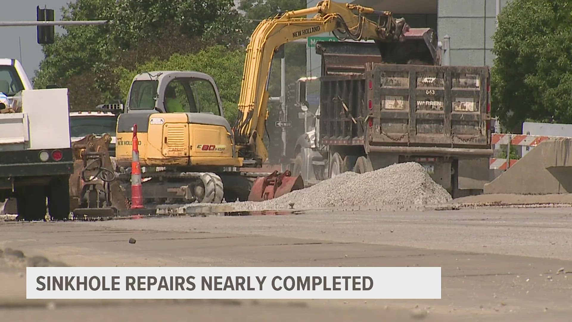 The sinkhole popped up last month when flood waters receded from the area.