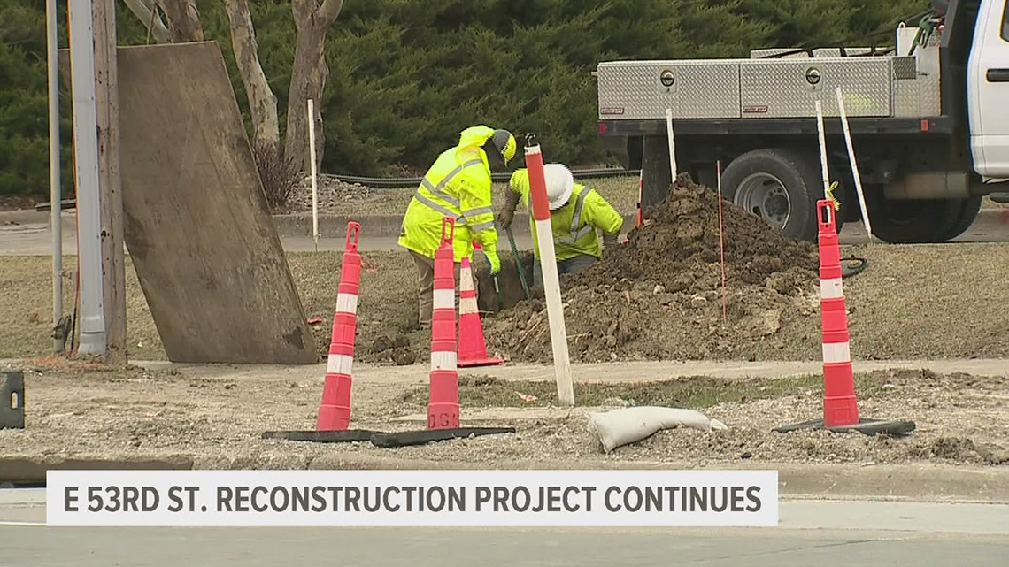 Construction continues on East 53rd Street in Davenport