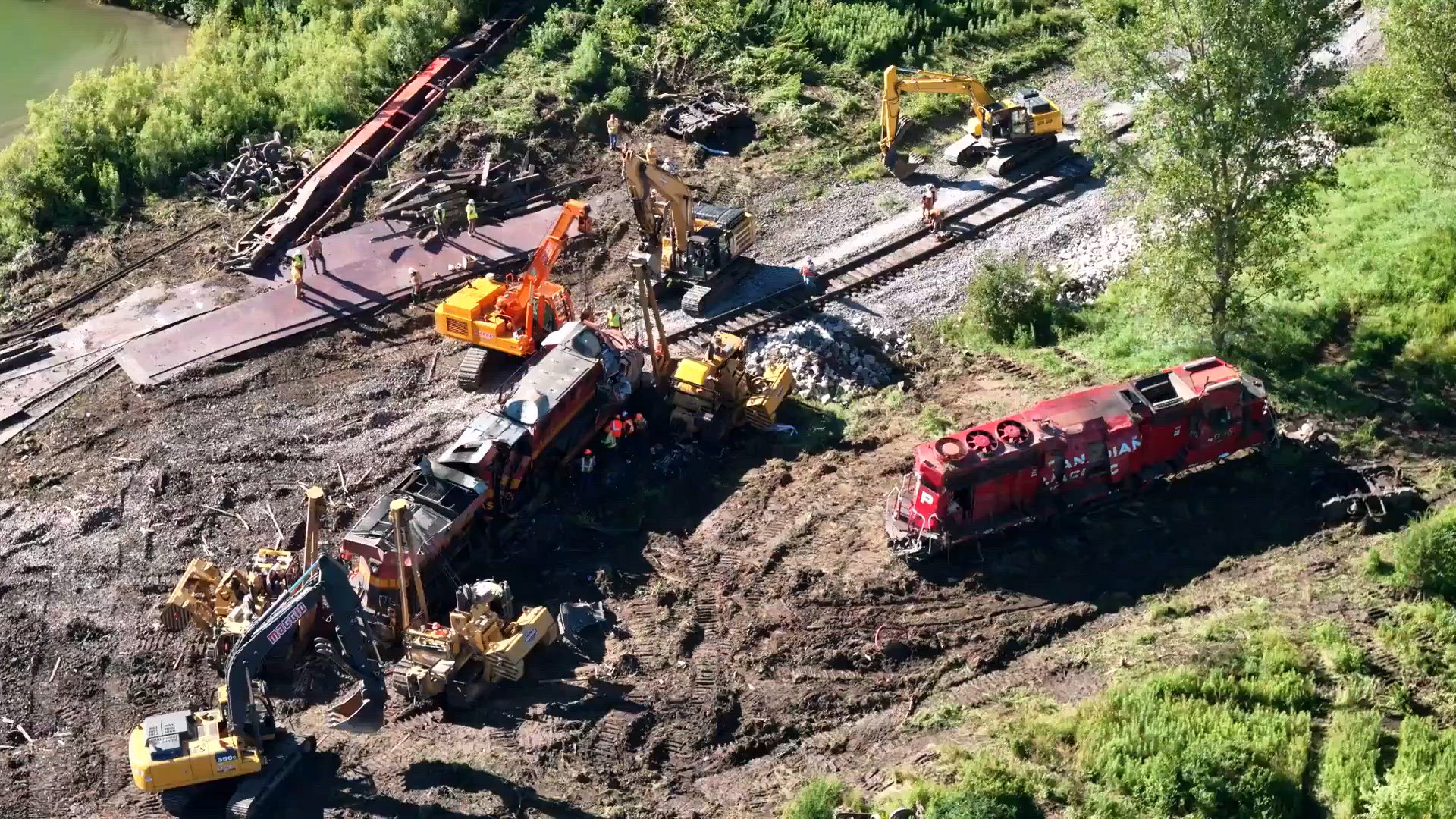 News 8 received drone video shot by Raul Arocho showing the scene after a train derailment near Midway Beach in Muscatine County.
Credit: Raul Arocho