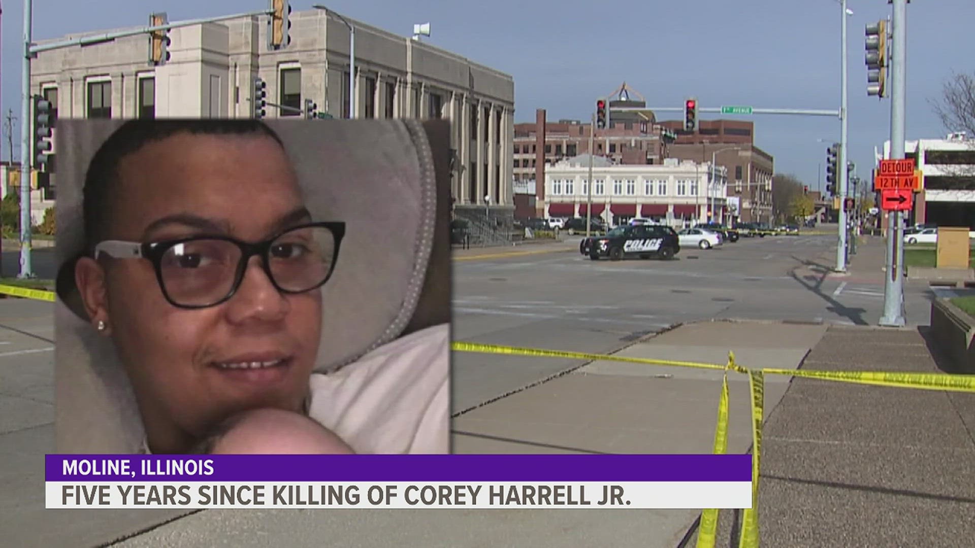 It's been five years since Corey Harrell Jr. was shot and killed in front of Moline City Hall; the reward for information is still $20,000.