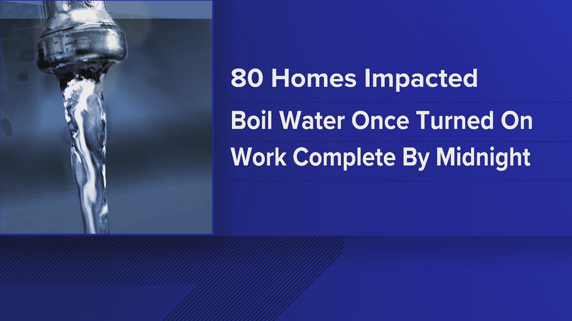 Once water is returned to the impacted area, a boil order will follow until further notice.