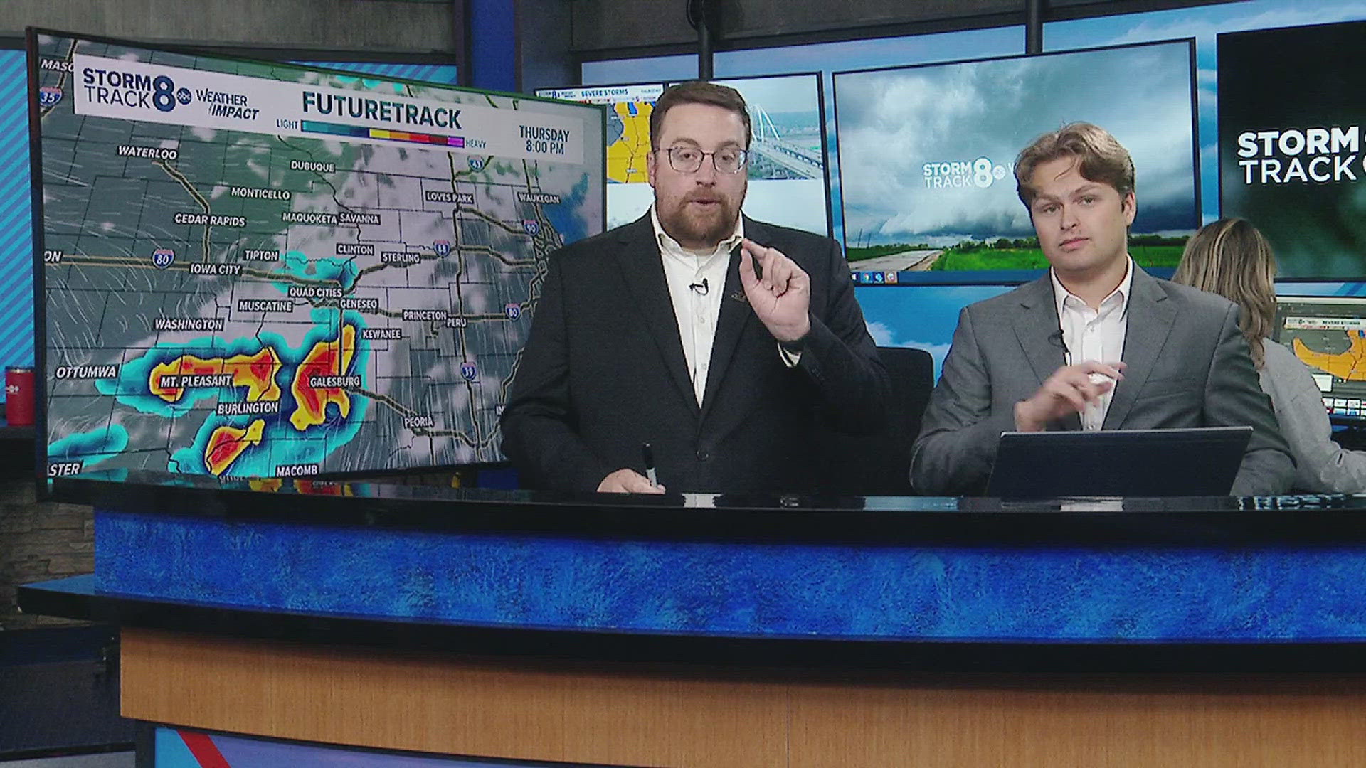 Storm Track 8 Meteorologist Andrew Stutzke and Weather Anchor Peter Warner forecast severe storms on Thursday, Aug. 15.