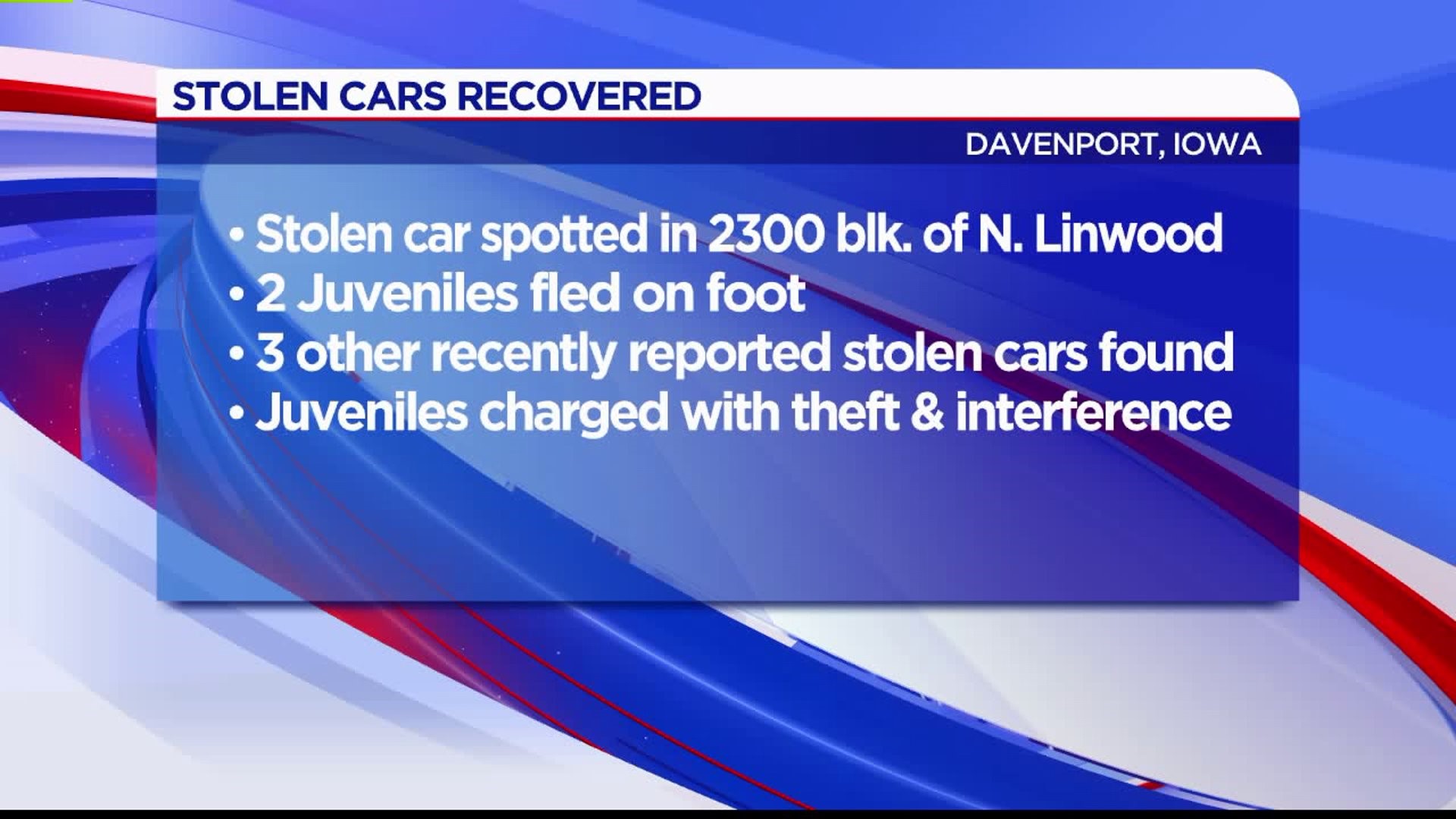 Davenport police recover four stolen cars