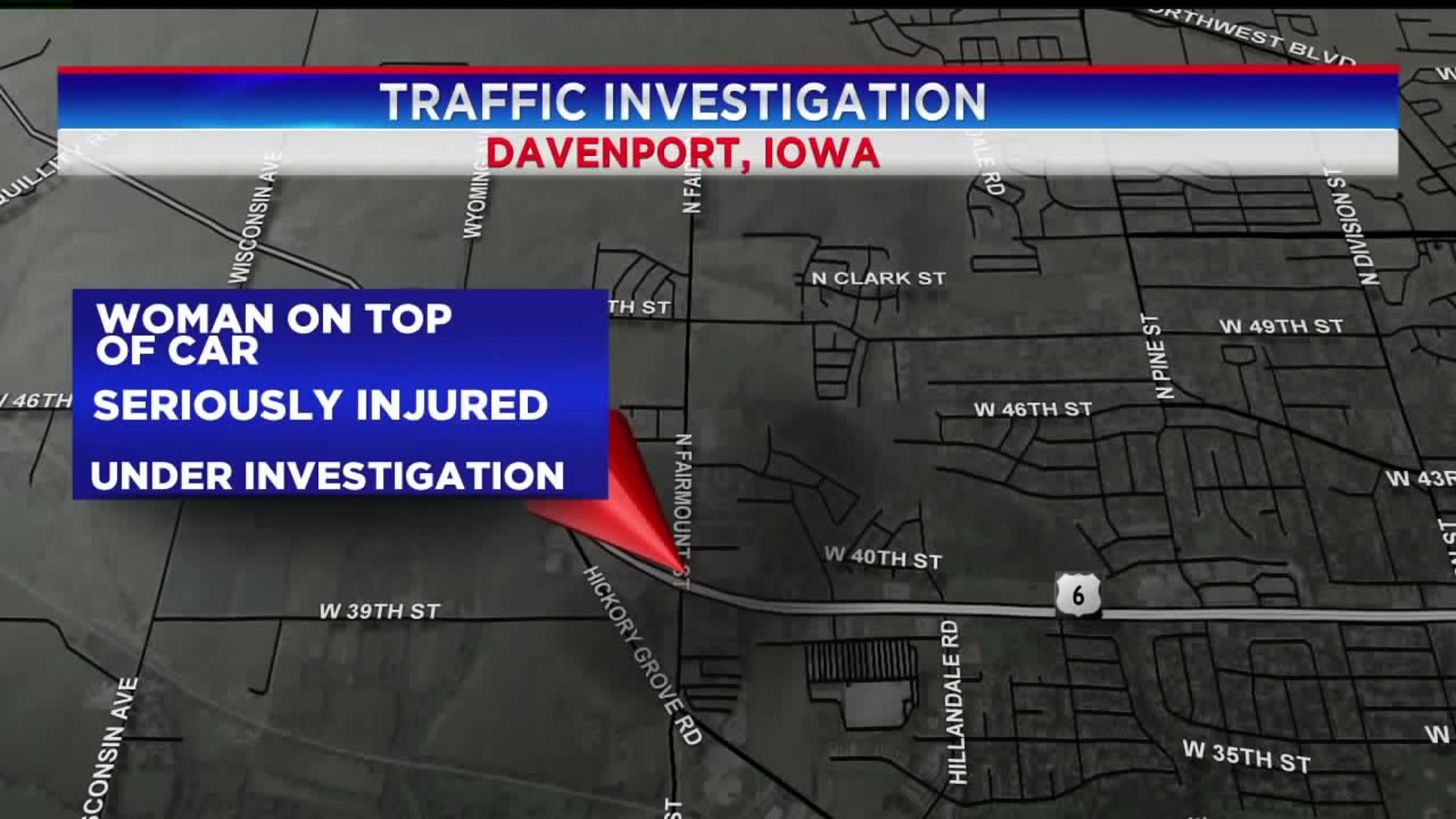 Woman fell off top of car in Davenport