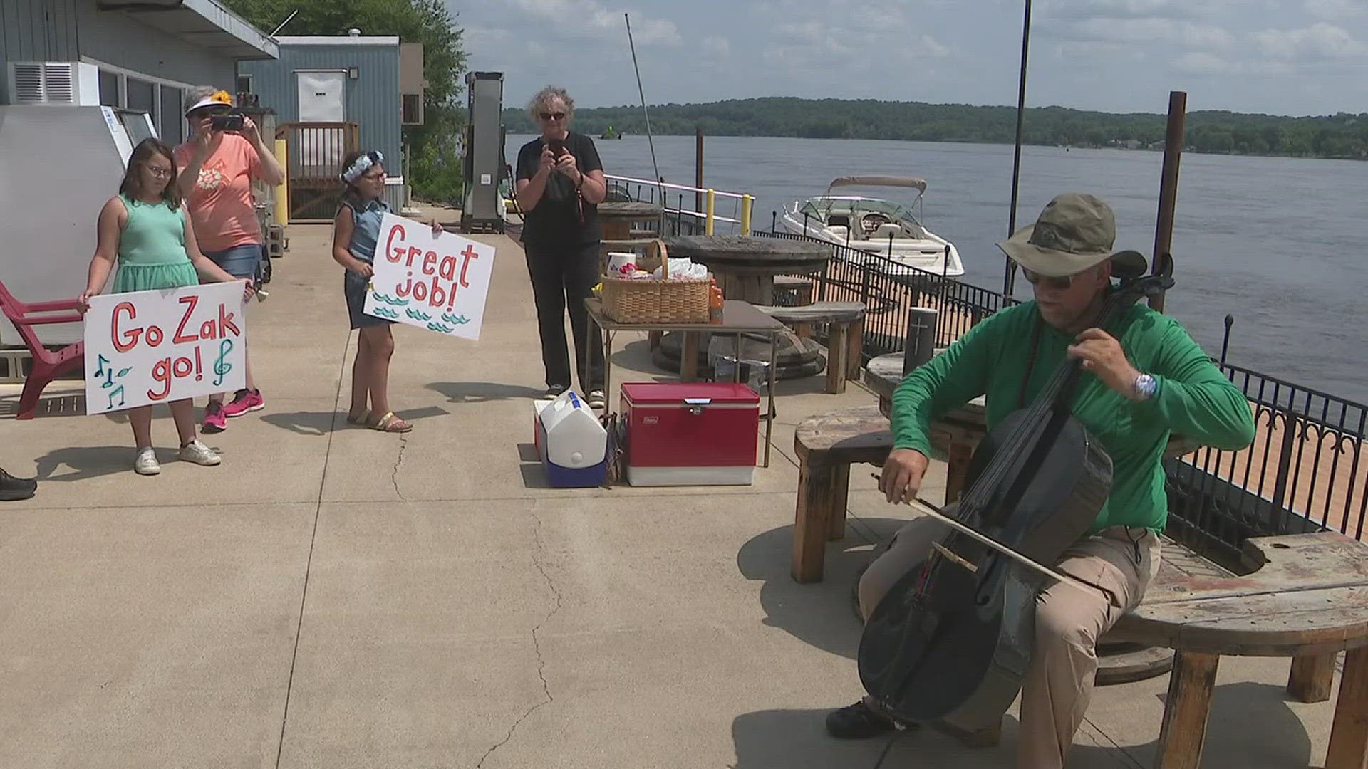 Zak Rivers has taken his cello along for the ride, playing songs throughout his travels.