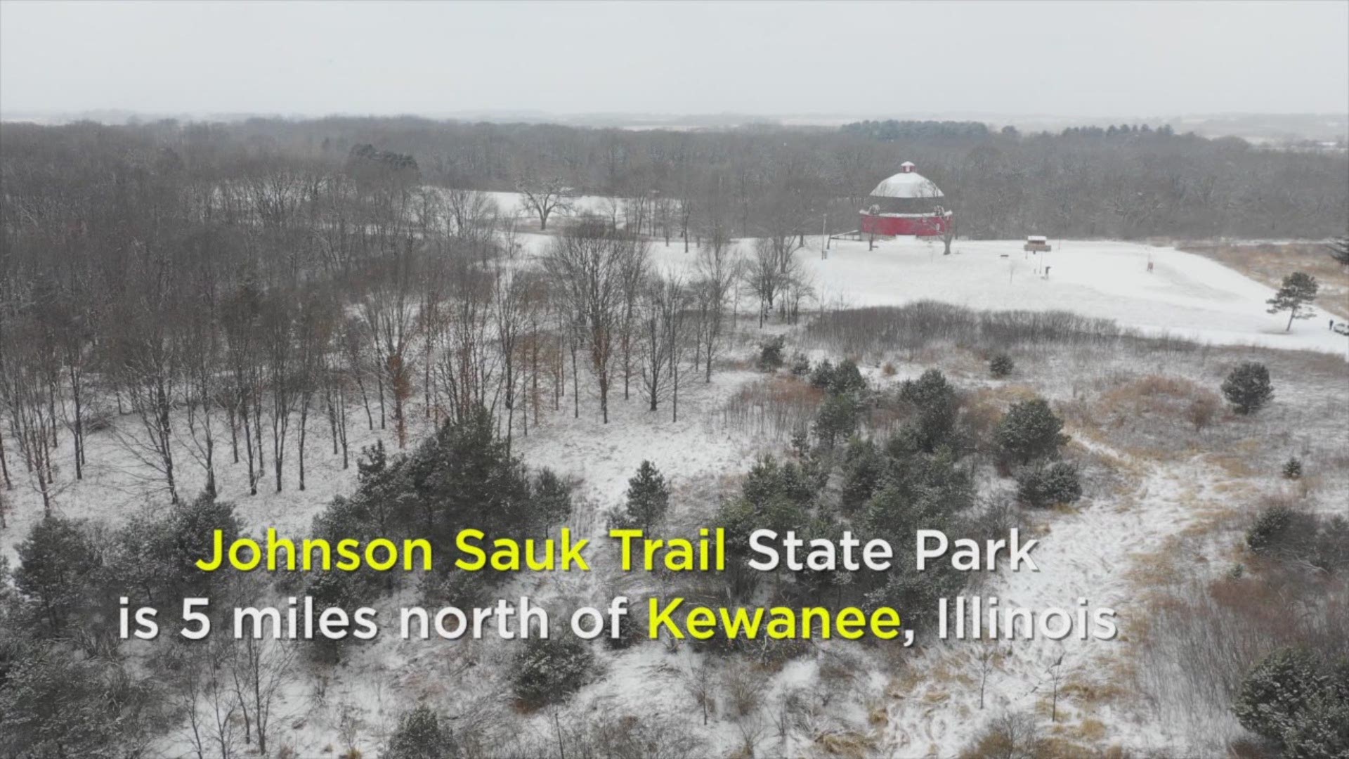 Fly away with the News Eight Drone as it takes us to Johnson Sauk Trail State Park near Kewanee, Illinois. From February 2020.
