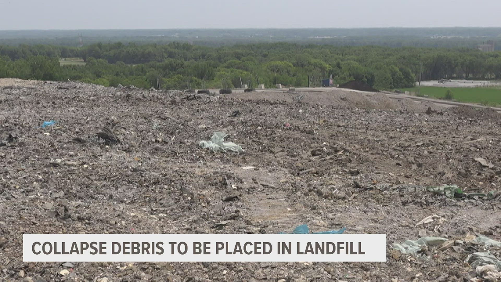 The 22 million pounds of rubble will be put into one giant hole at the landfill on Monday, four weeks after the partial collapse of the downtown Davenport building.