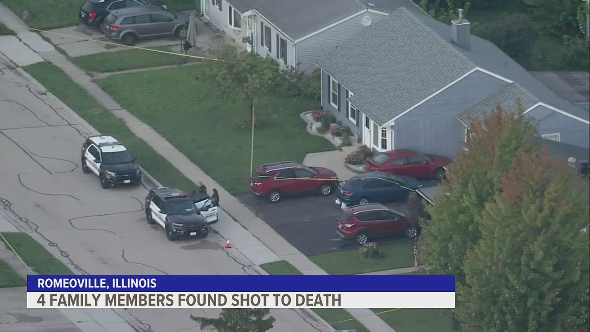 Two adults, two children and three dogs were shot to death.