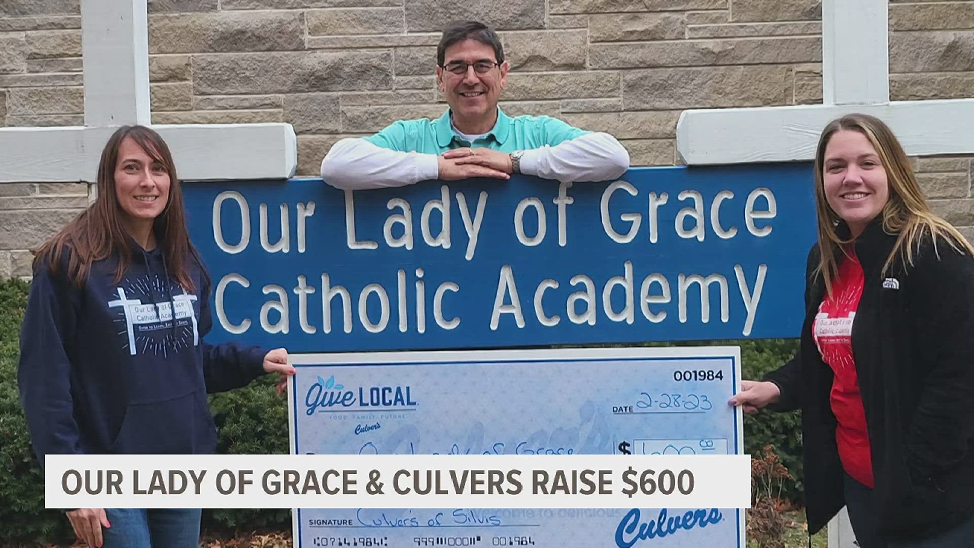 The school nearly closed last spring, but a community petition to the Diocese kept it open. Now, a fundraiser at a Silvis Culver's brought in $600 for the school.