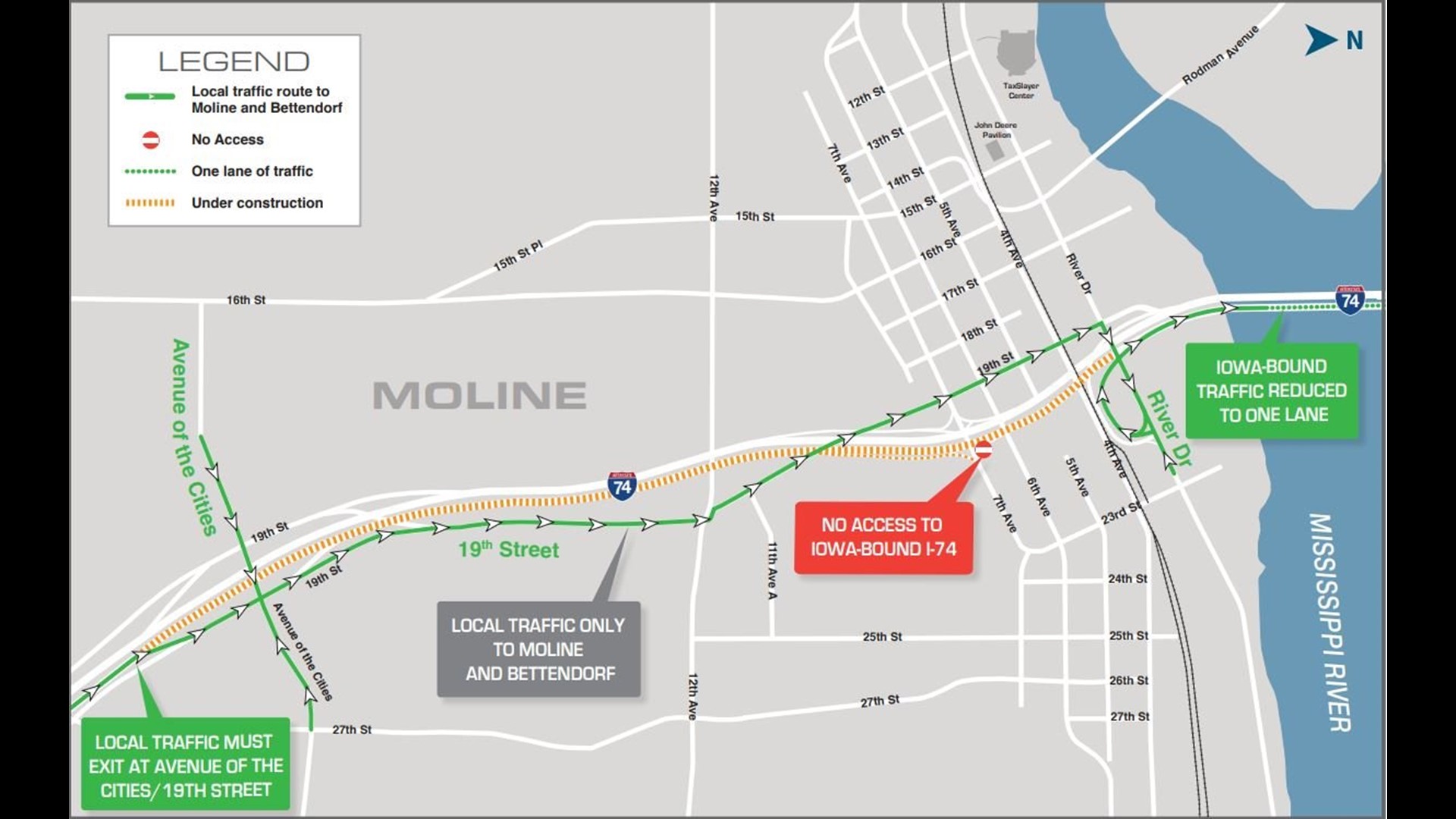 I-74 Bridge project newest detour explained | wqad.com