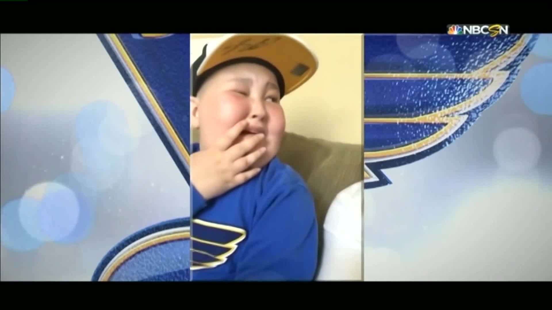 Little girl breaks down when mom surprises her with Blues game