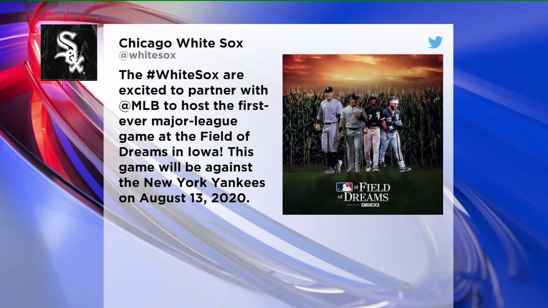 White Sox and Yankees to Play at Field of Dreams in 2020