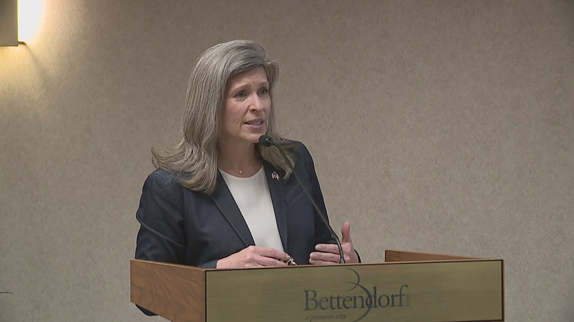 The senator spoke with media while in Bettendorf on her annual 99 county tour of Iowa.