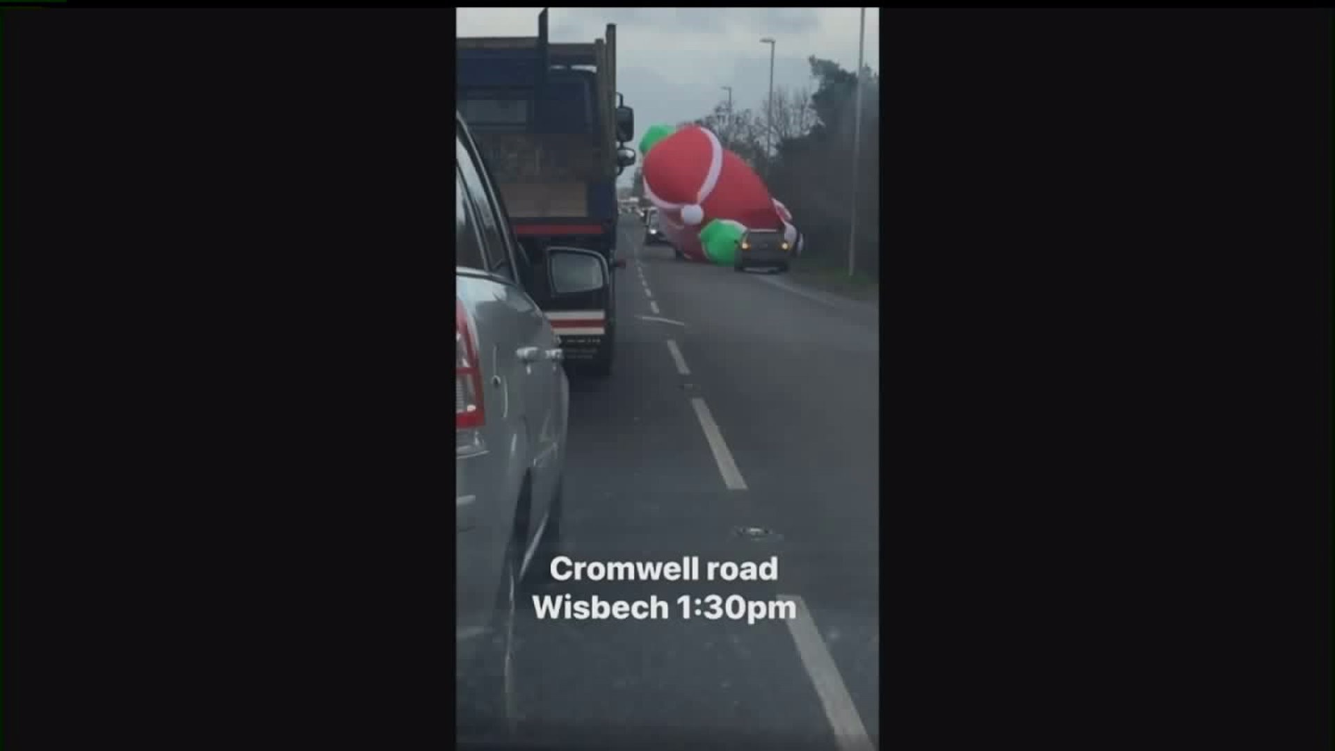 Inflatable Santa causes headache for drivers