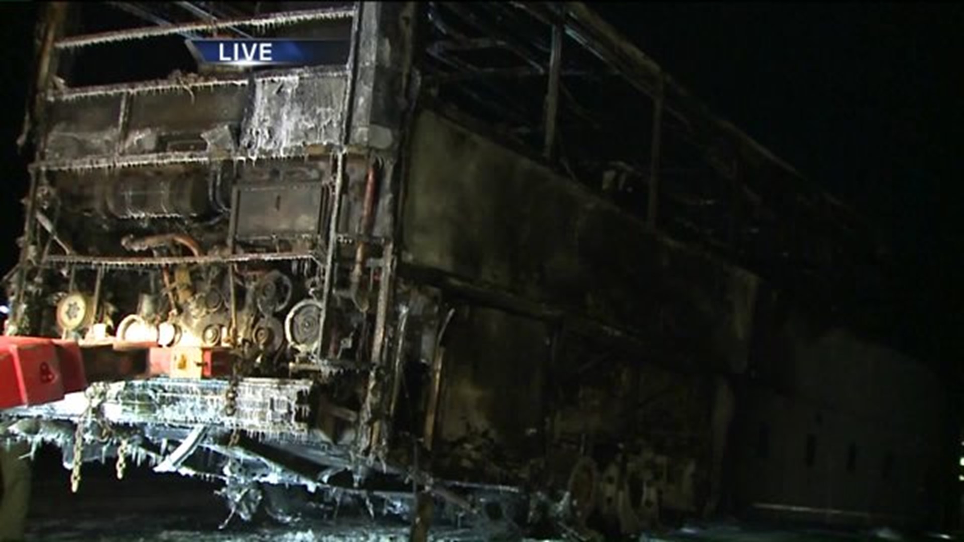 Charter bus fire causes I-88 eastbound lane closure