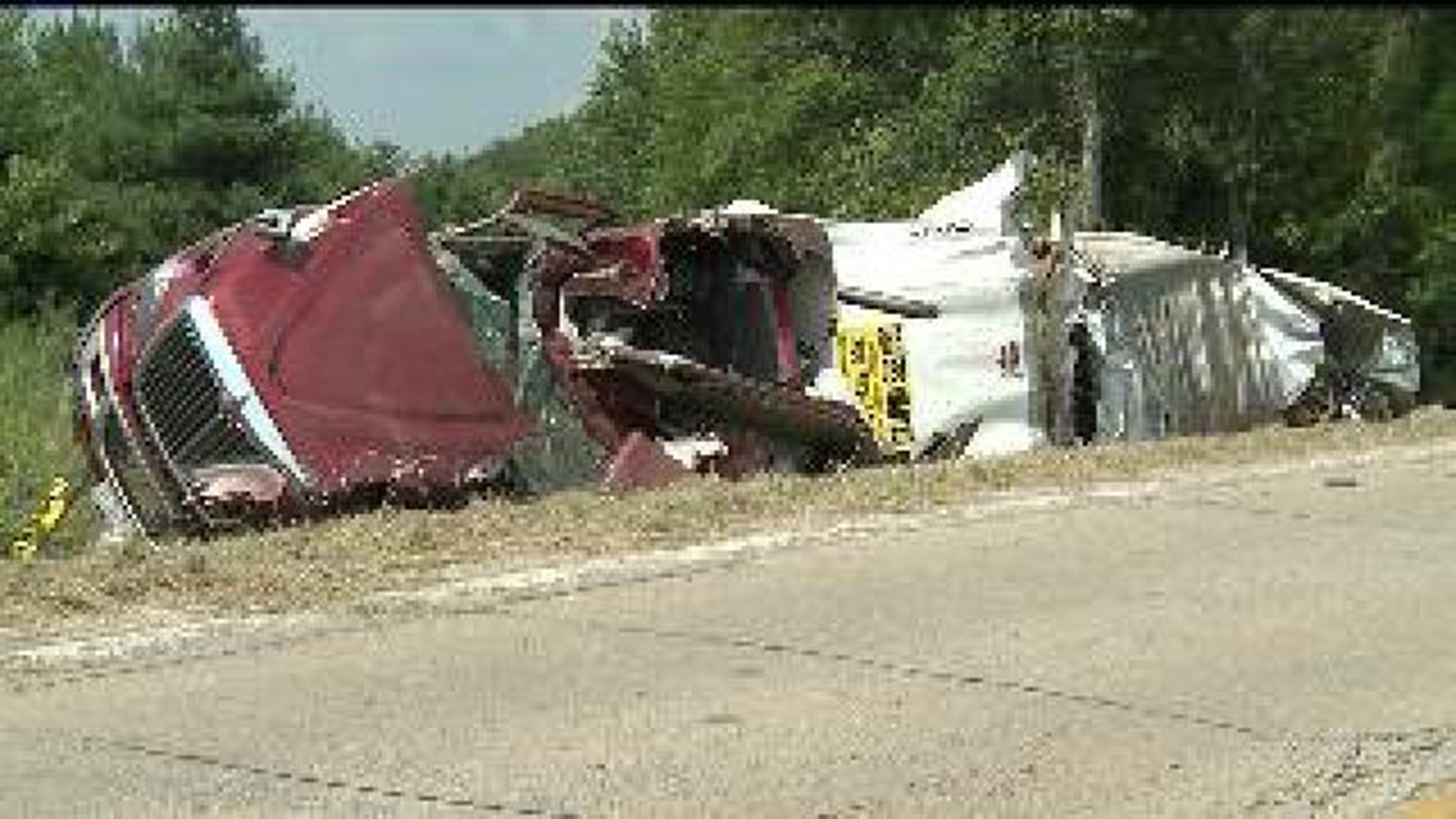 Semi Flips Over