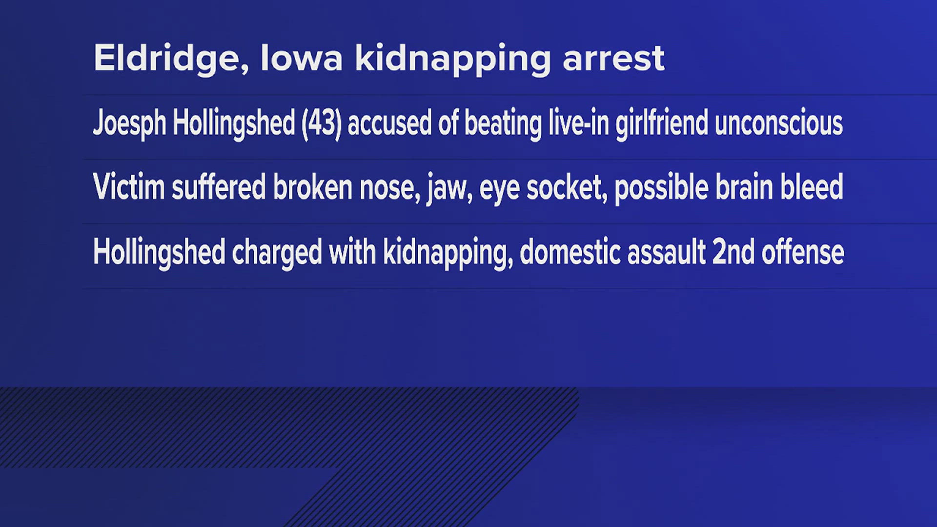 Police allege 43-year-old Joseph Hollingshed is charged with felony kidnapping and domestic assault.