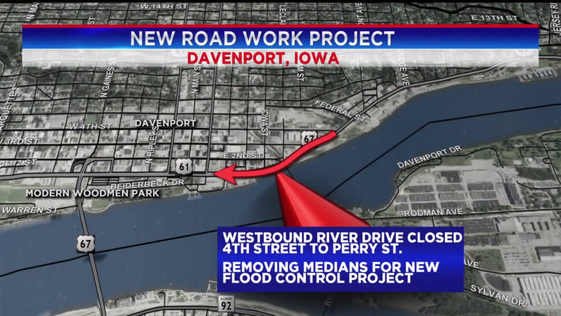 Work on River Drive in Davenport Starts Wednesday