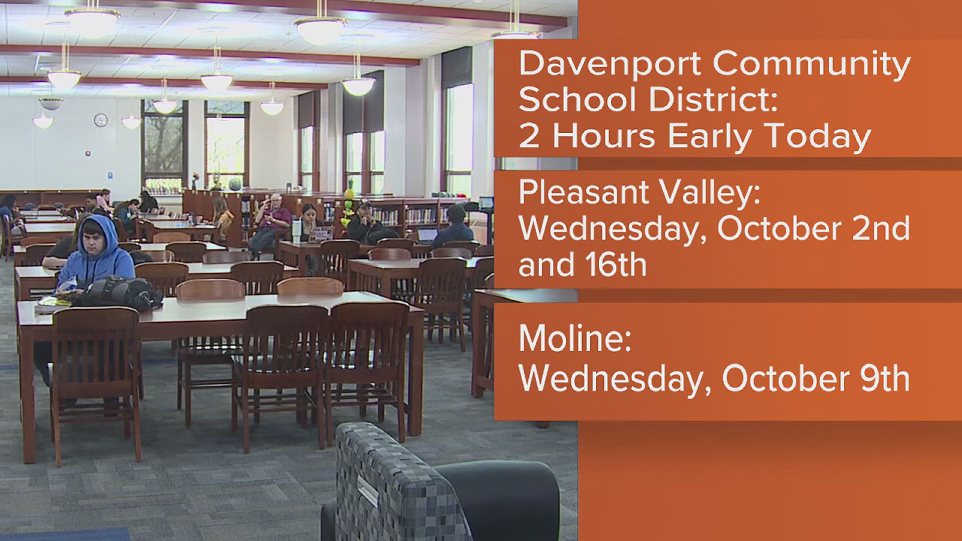 Some QC schools currently have early dismissal days coming up, election early voting is now happening, and there are concerns about the funding for a LeClaire YMCA.