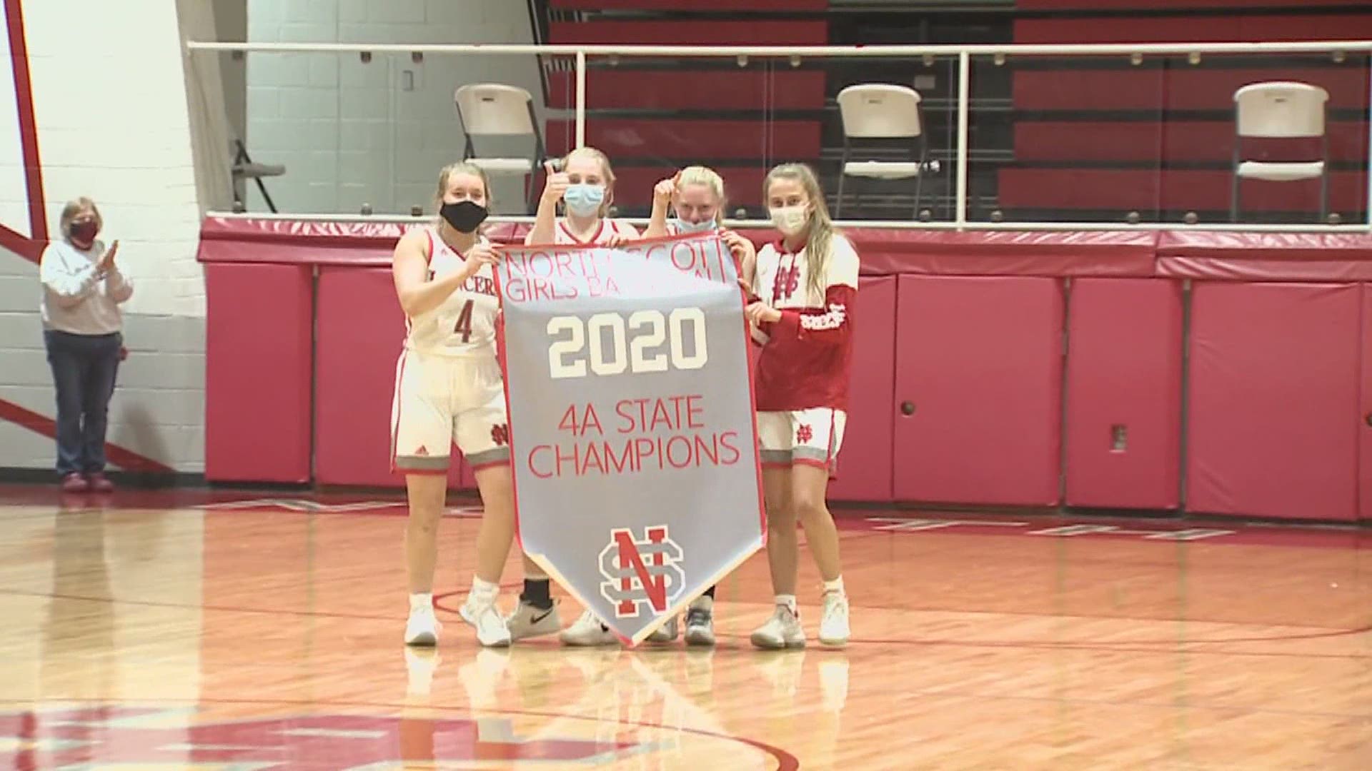 North Scott put their 2020 State Championship Banner in the rafters then opened their season with a win over Dubuque Hempstead.