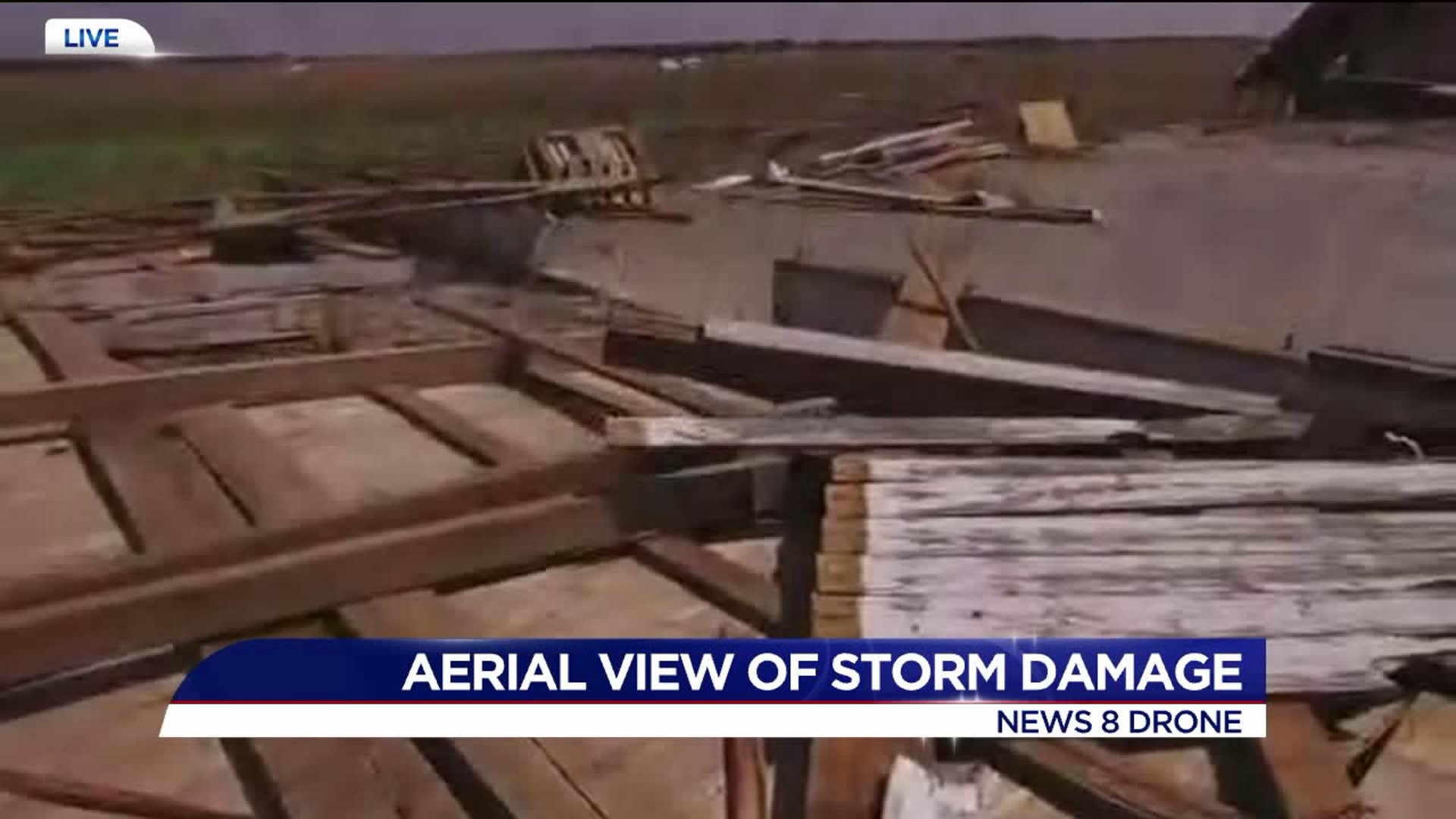 Aerial view of storm damage - Swedona