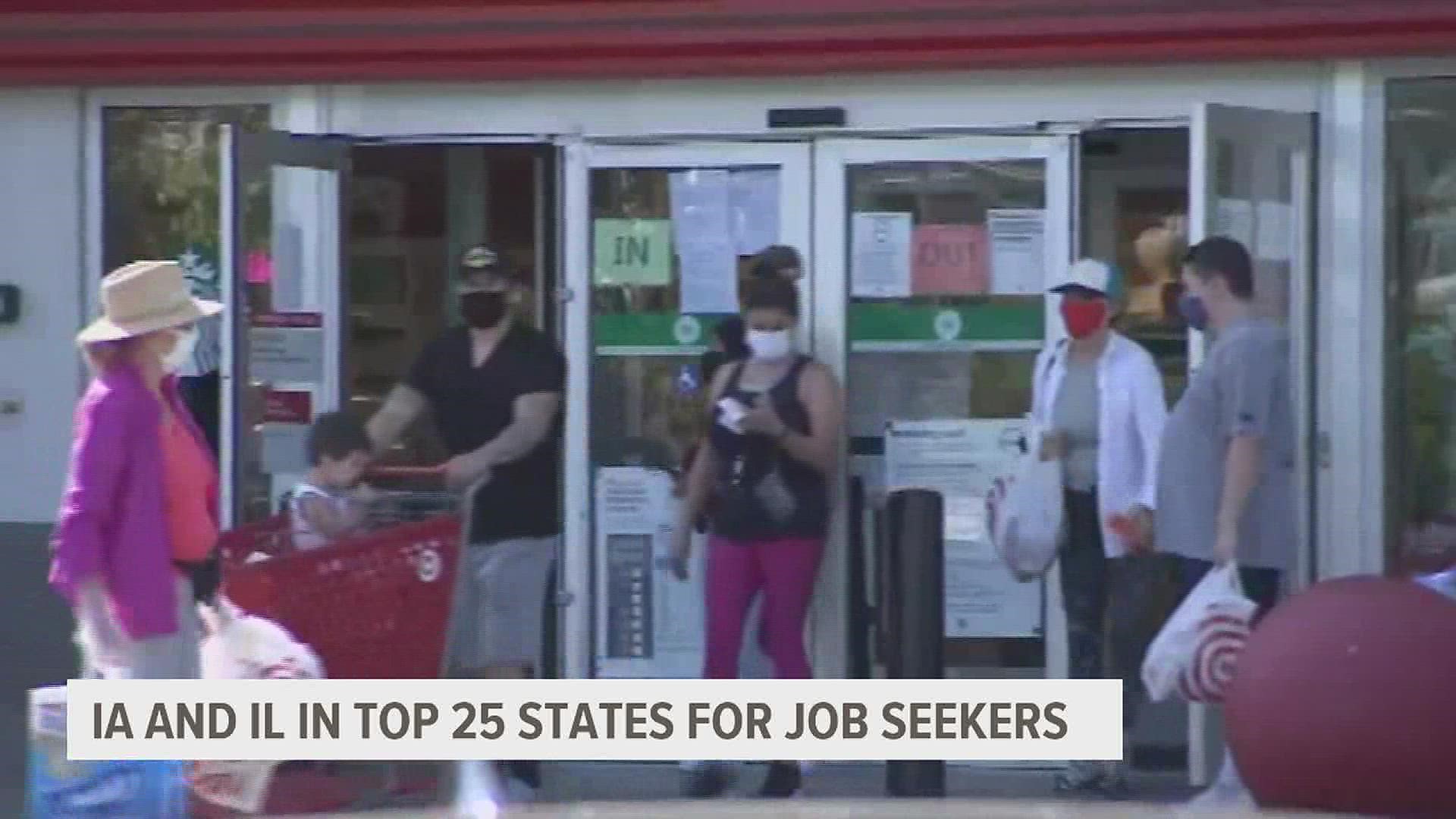 Wallet Hub released a report that lists Illinois and Iowa in the top half of states for job seekers.