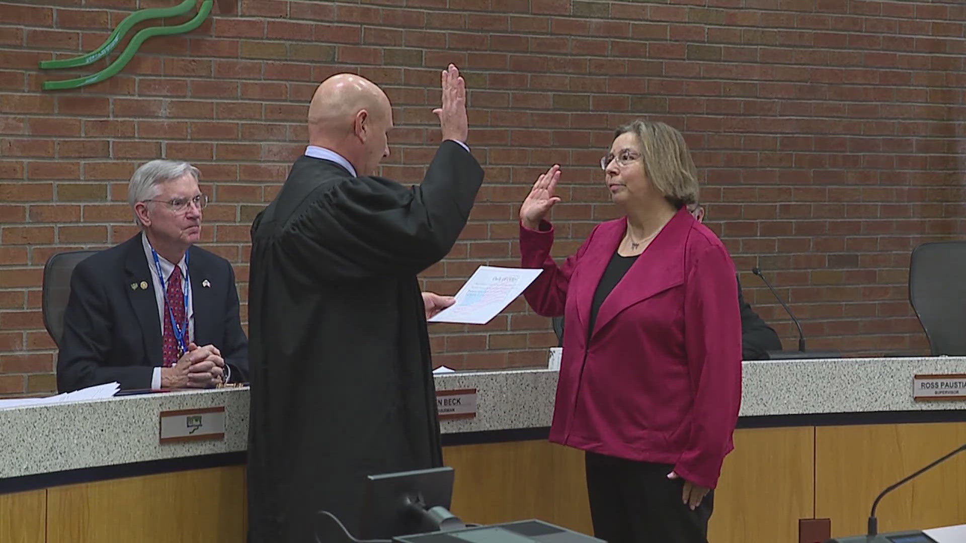 Democrat Maria Bribriesco was sworn in on Wednesday morning for her first term. Republican incumbent Ken Beck also won reelection. 