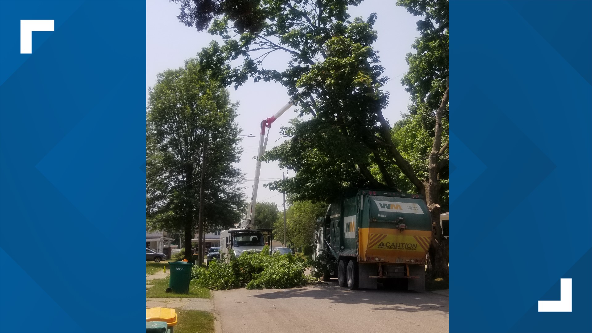 Neighbors said the driver's routine route was thwarted when a taller-than-normal truck got snagged in a tree's branches. It took crews nearly 4 hours to cut it out.