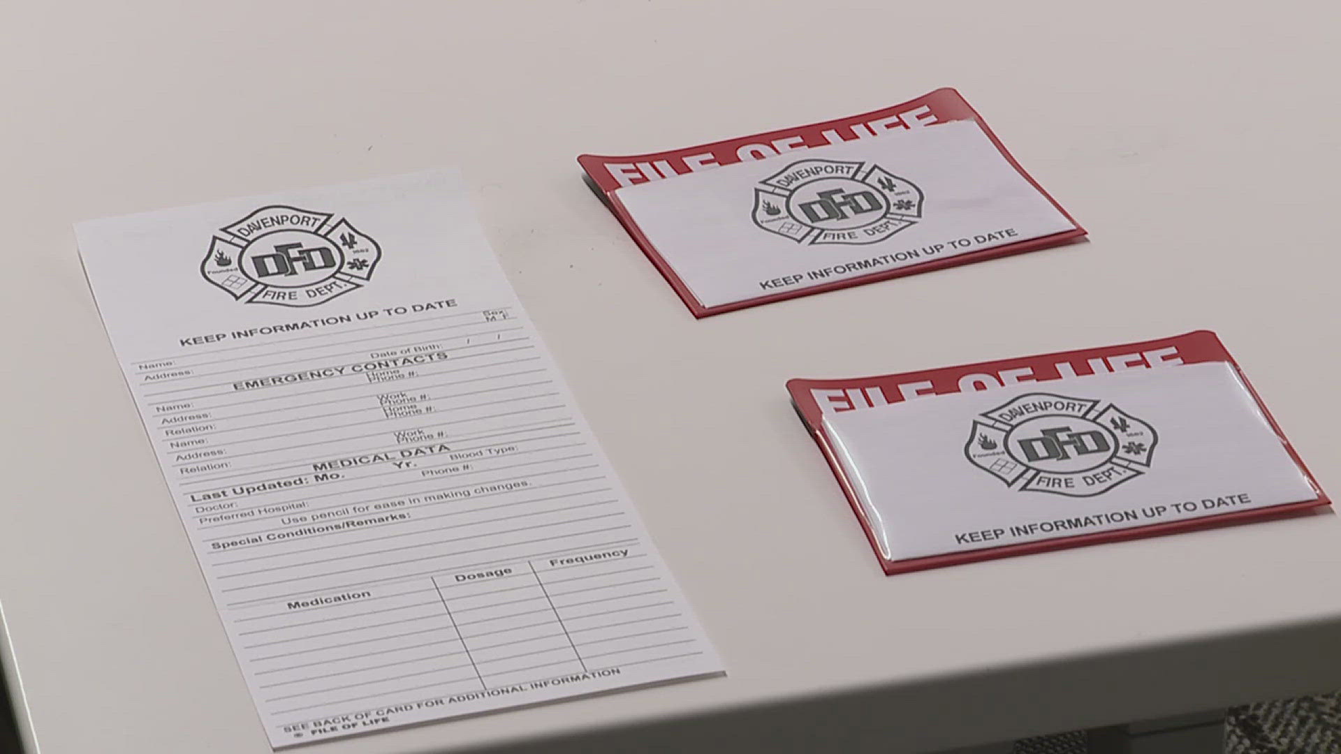 The "File of Life" is a form for patients to fill out in advance, giving first responders critical information when responding to medical crises.