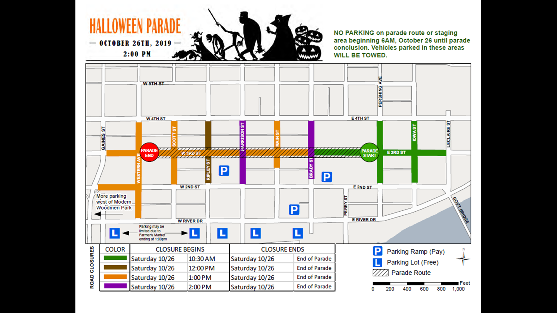 Davenport’s Halloween parade will cause road closures for 3.5 hours