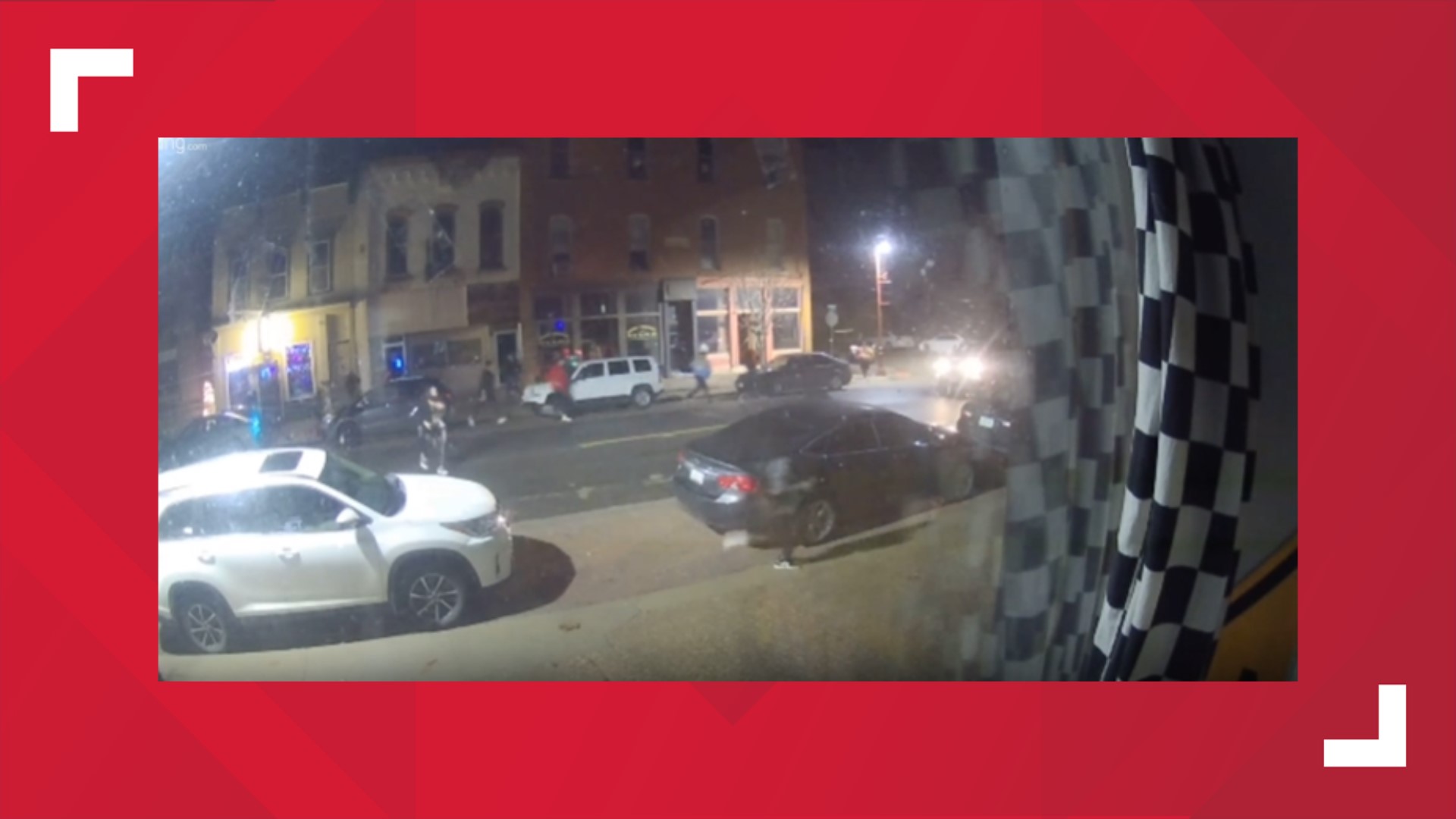 Ring doorbell camera captures the moment gunshots ring out at a Clinton bar.