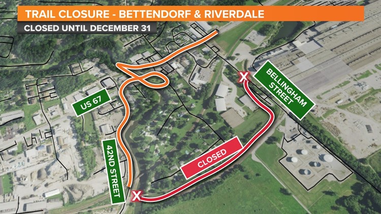 Mississippi River Trail to close Monday in Bettendorf and Riverdale