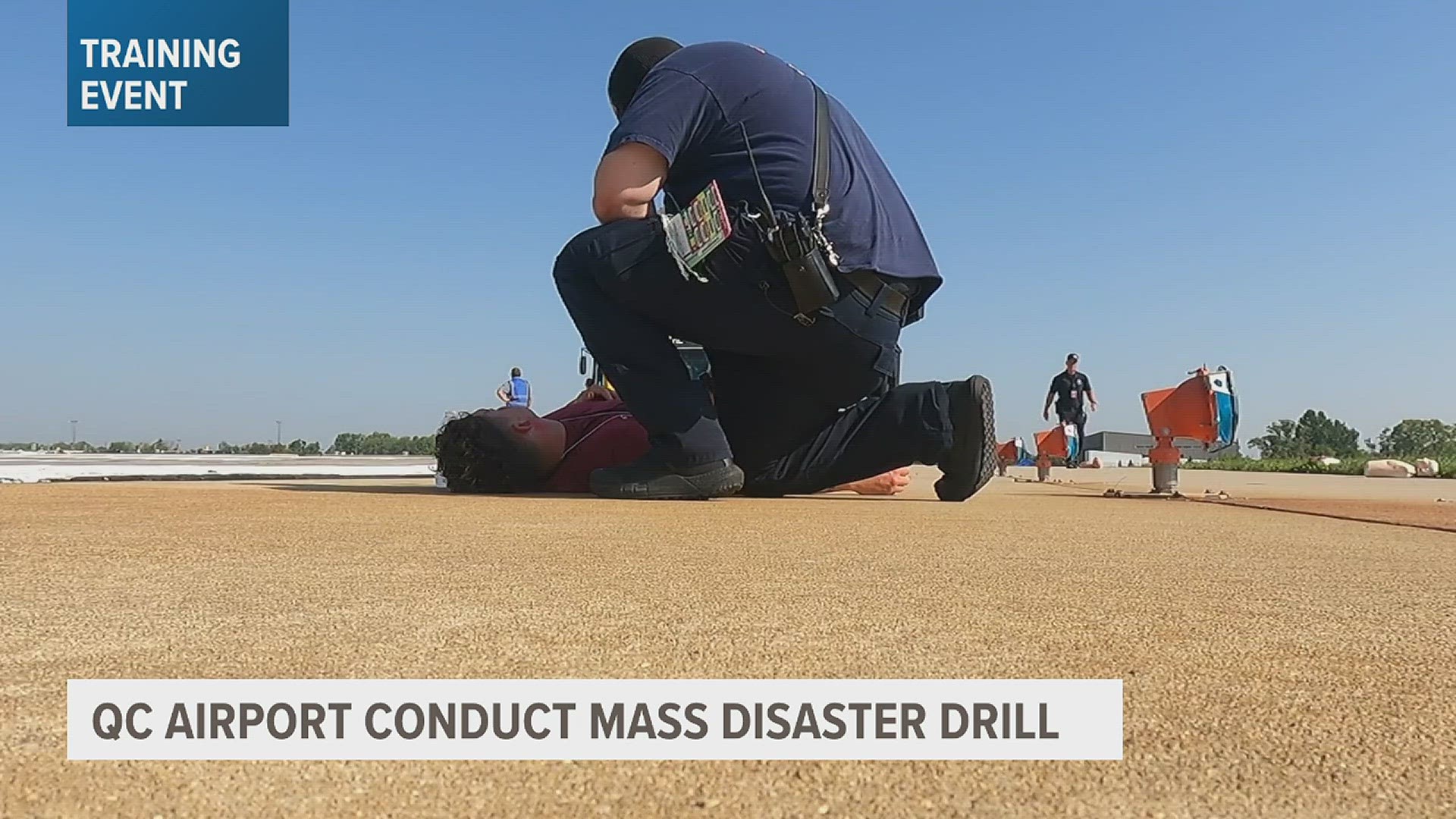 The drill is conducted every 3 years by the Quad City airport and local first responders.