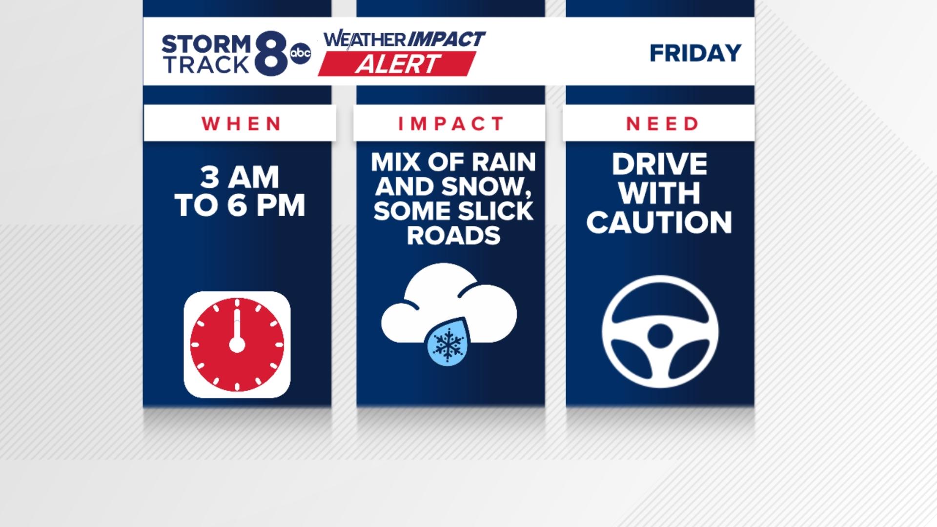 Weather Impact Alert: Snow and rain to disrupt Friday commute | wqad.com