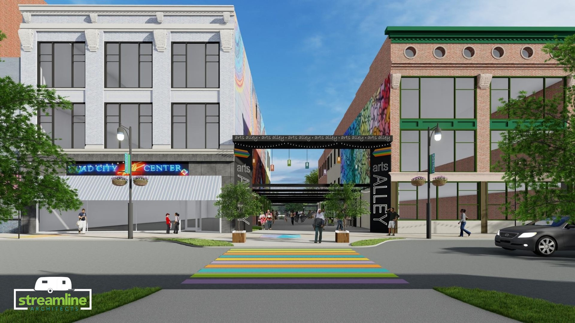 There are plans in the works to update the Great River Plaza and create Arts Alley