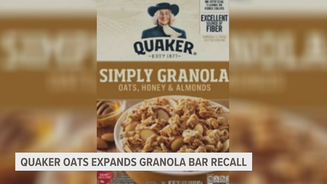 Quaker Oats extends recall, includes granola bars, Cap'n Crunch