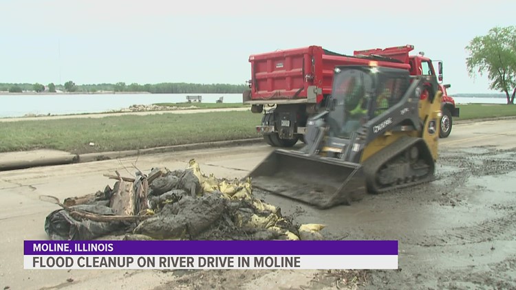 Cleanup along Moline's River Drive following flooding is going to take a bit