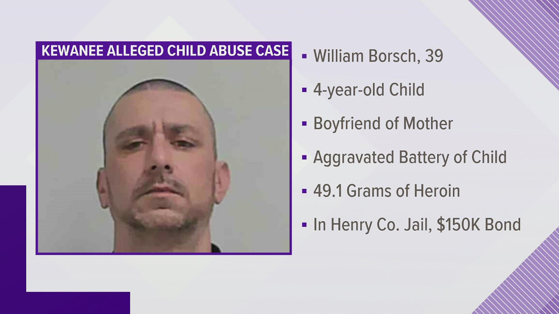 A man was taken into custody after Kewanee School District officials reportedly saw signs of child abuse on a 4-year-old and contacted authorities.