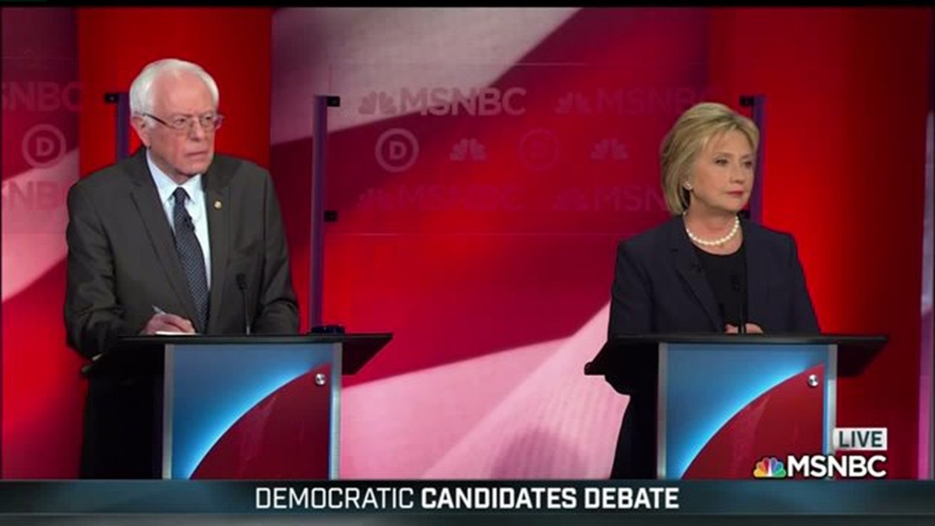 Clinton and Sanders on the debate stage