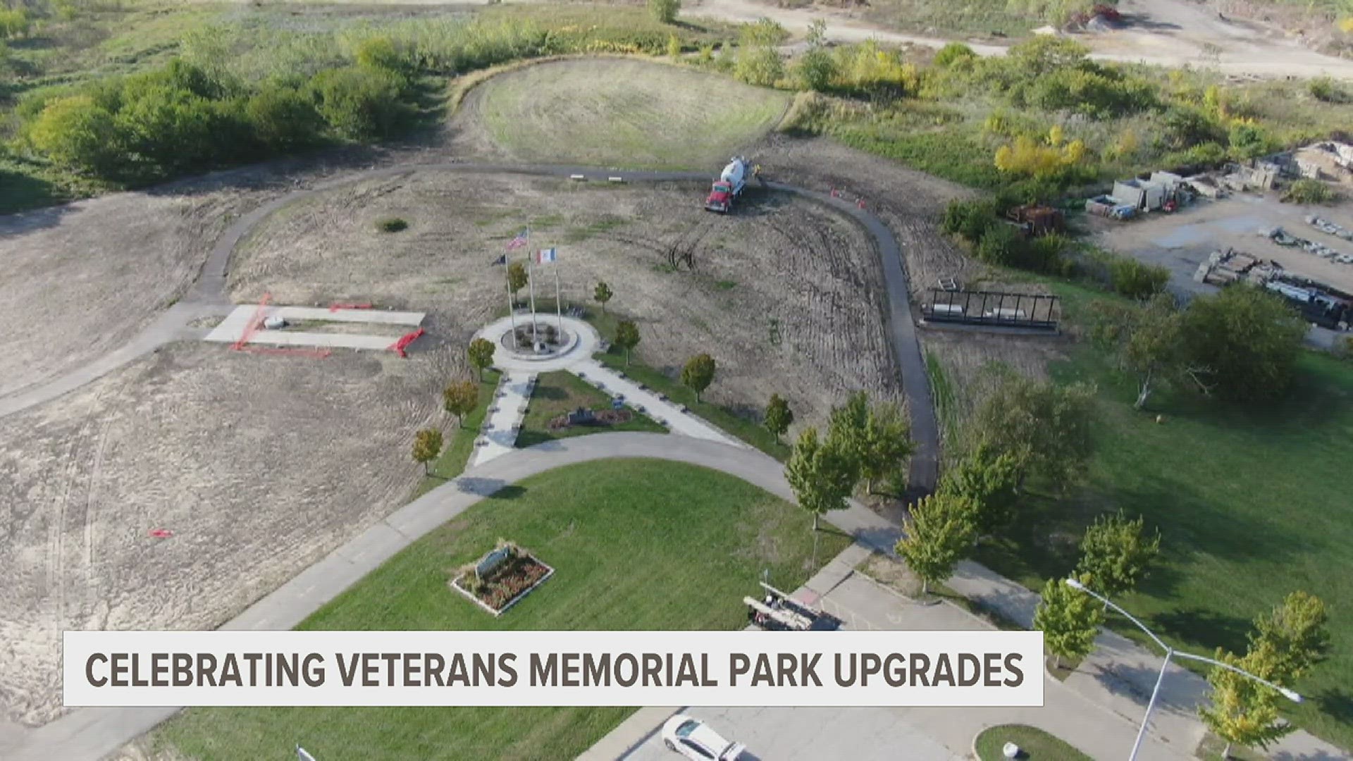 City of Davenport crews are renovating Veterans Memorial Park with a new mural, walking path and a bronze bugler. A celebration is scheduled for 10:30 a.m.