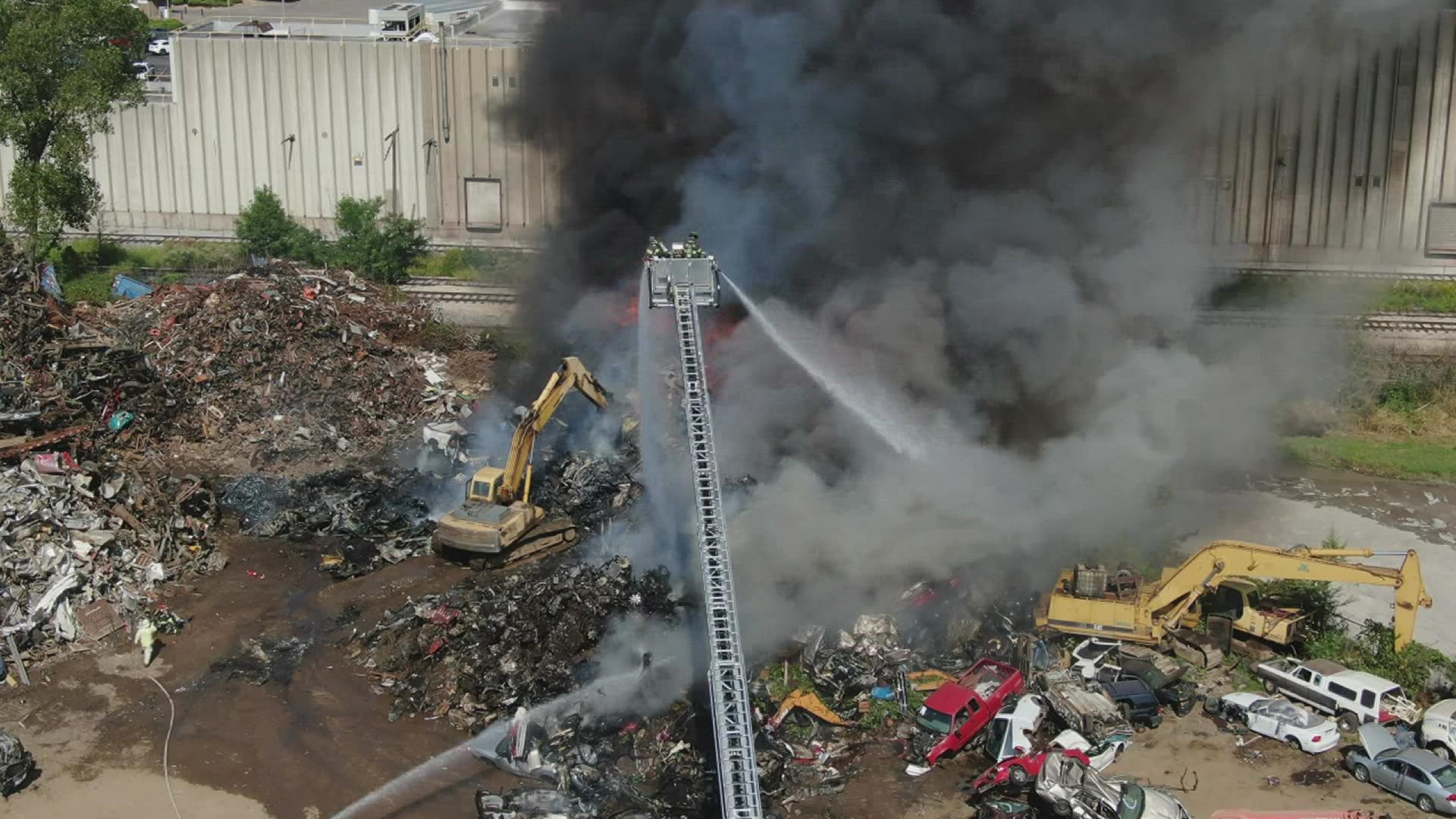 A large cloud of smoke was visible around Davenport Friday morning, August 27.