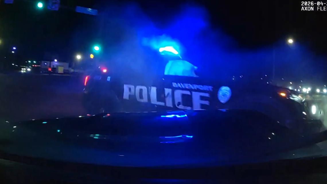 Dash cam video shows crash involving 2 Davenport police cars on April 24