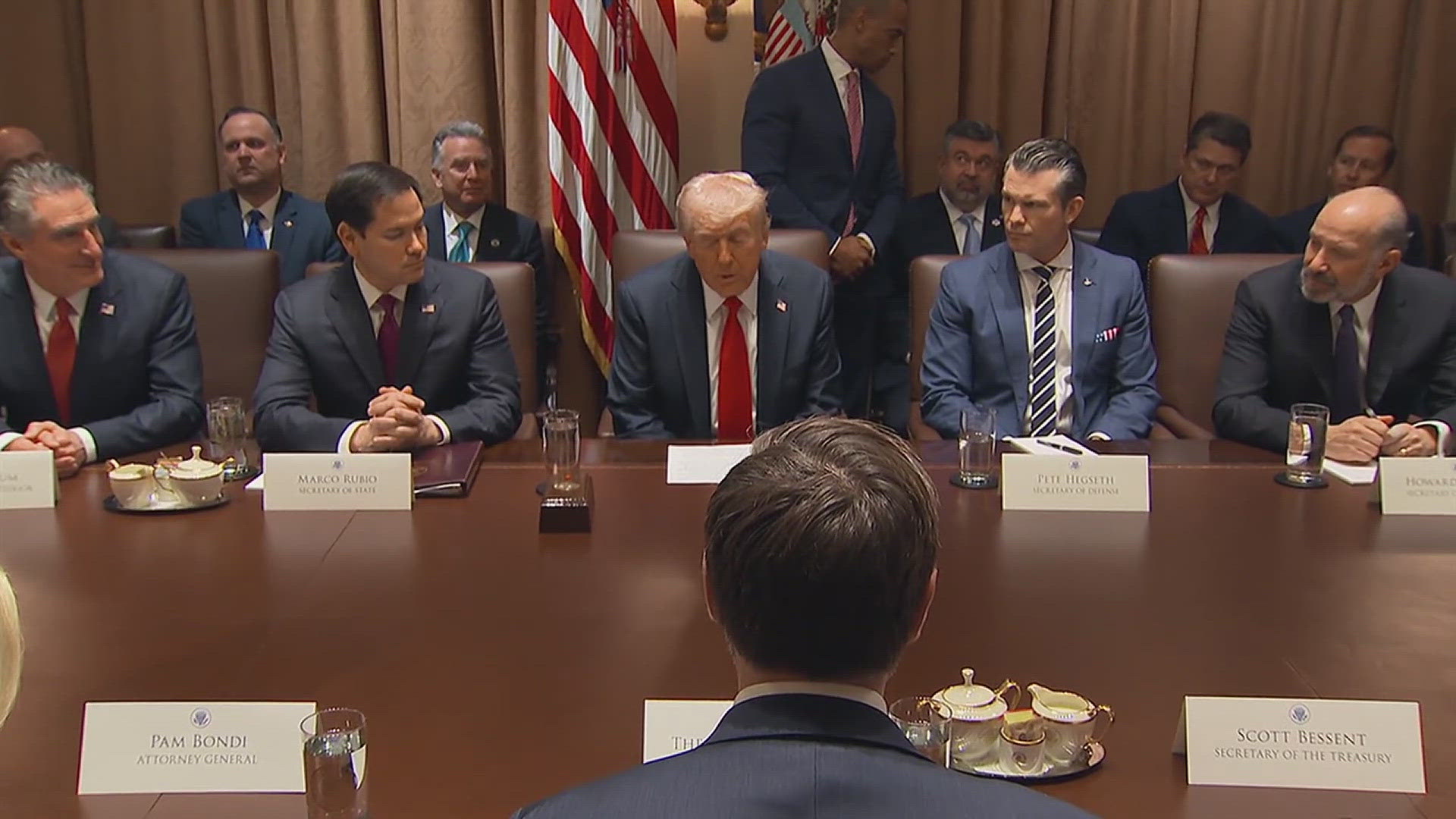 President Donald Trump defending recent federal cuts