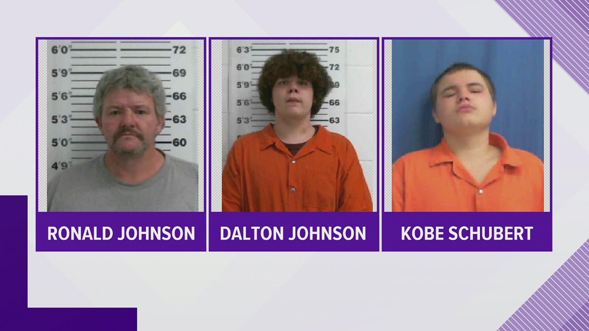 The three were charged in connection with damage found on January 10 in a Muscatine neighborhood.