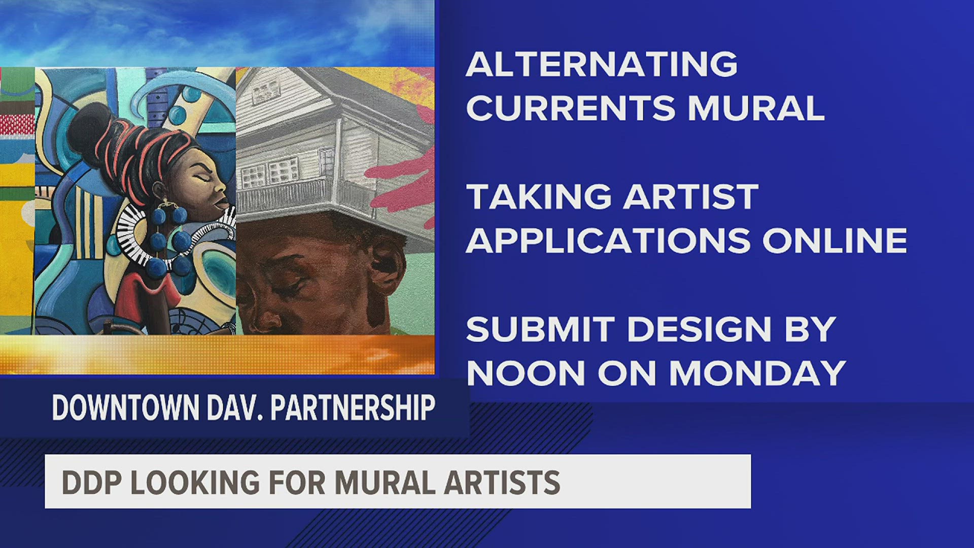 DDP will select five artists to design and create murals for the 2023 Alternating Currents Festival.