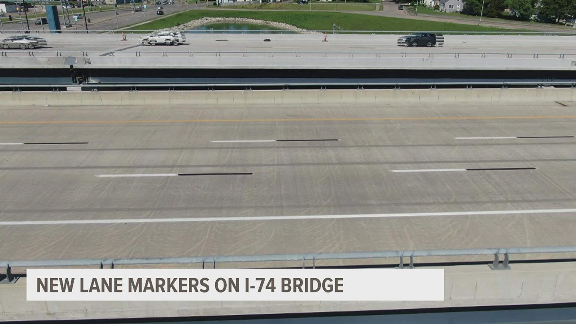 You might have seen some new lines on the I-74 Bridge within the last month. Here's what they mean.