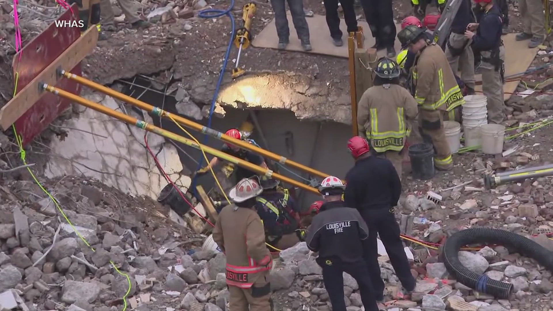 First responders took nine hours carefully clearing away debris by hand from the construction site to bring a worker back to the surface.