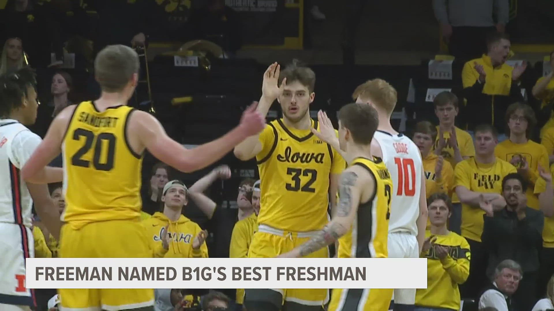 Moline High School graduate and current Iowa Hawkeye Owen Freeman has been named the Big Ten Men's Basketball Freshman of the Year.